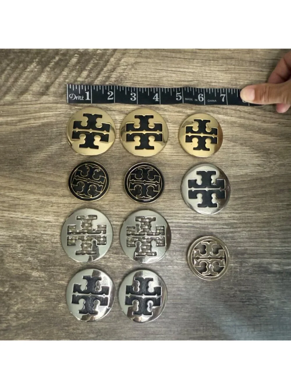 Lot of 11 Tory Burch Gold & Silver Metal Replacement Button Medallions Upcycle